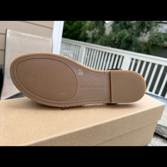 🍀 Lucky Brand Daytah2 Black Mumbai Nubuck Leather Ankle Tie Sandals Size 7M - Picture 7 of 9